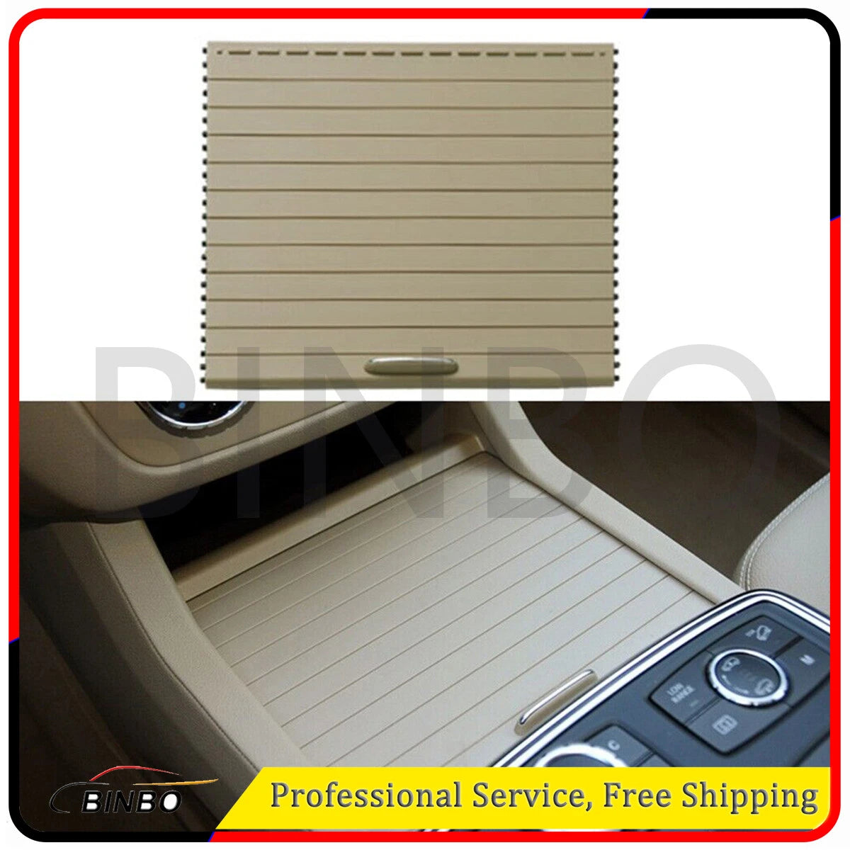 Beige Console Cup Holder Tray Roller Blind Cover For Benz W166 ML GL 2012-2019 07FC0E-D4 - KOEEK