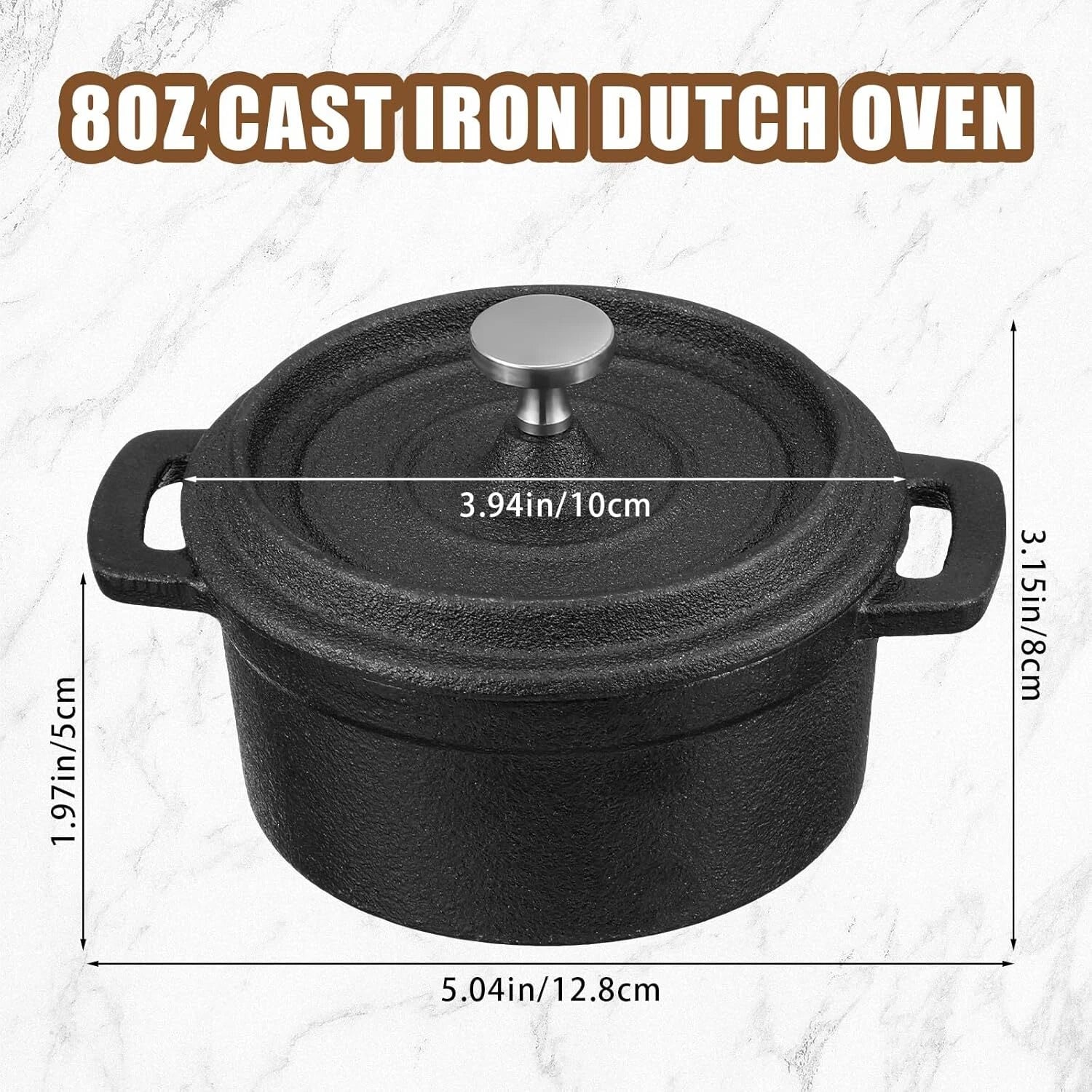 4 Piece Mini Dutch Oven Small Round Iron Skillet Black Dutch Oven Pan (8 oz.) 07FC0E-D4 - KOEEK
