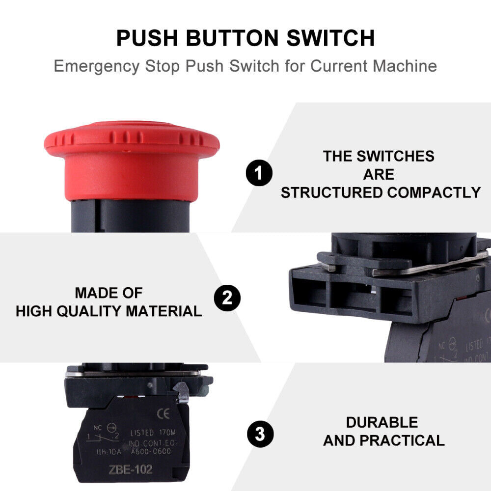 new  Weatherproof Emergency Stop Button Switch Rotary Tool Accessories koeek - KOEEK