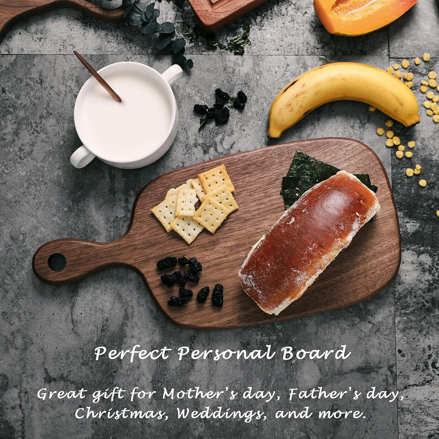 Small Cutting Board with Handle, Walnut Wooden Chopping Boards for Bread, 07FC0E-D4 - KOEEK