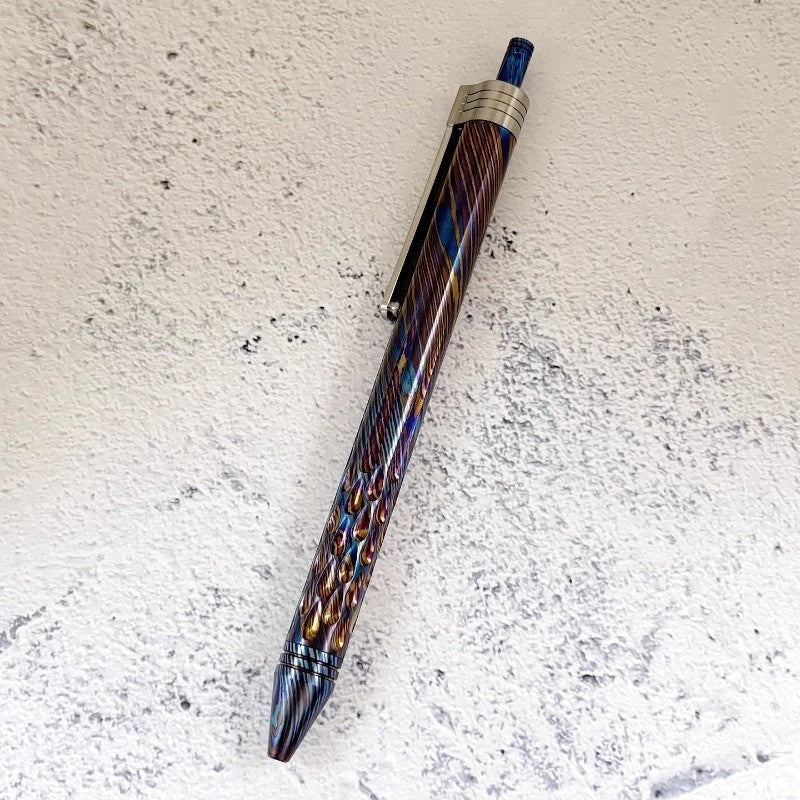 Titanium Damascus BallPoint Pen Signature Writing Pocket Pen Business Office EDC 07FC0E-D4 - KOEEK