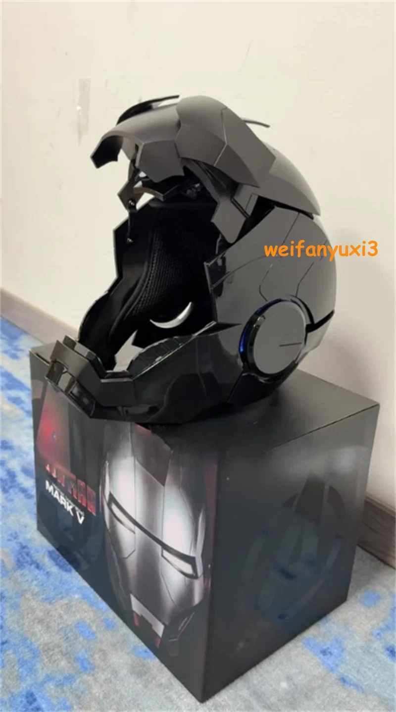 Iron Man Full Black Helmet MK5 1/1 Electronic Voice-controlled Mask Cosplay Prop 07FC0E-D4 - KOEEK