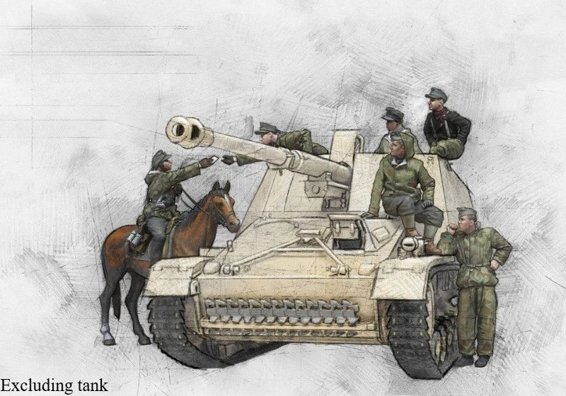 1/35 Resin Model Kit Tank Crew & Rider 6 Figure with Horse Unassembled Unpainted 07FC0E-D4 - KOEEK