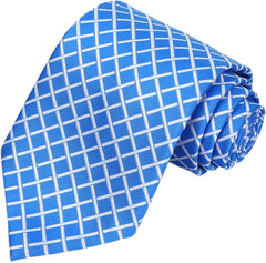 new KissTies Mens 63'' Extra Long Tie Check Plaid Striped Bright Blue White KISSTIES - KOEEK