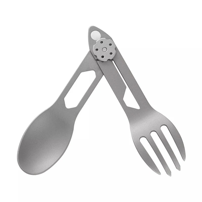 Titanium Fork and Spoon 2 in 1 Set Camping Outdoor Portable Cutlery EDC 07FC0E-D4 - KOEEK
