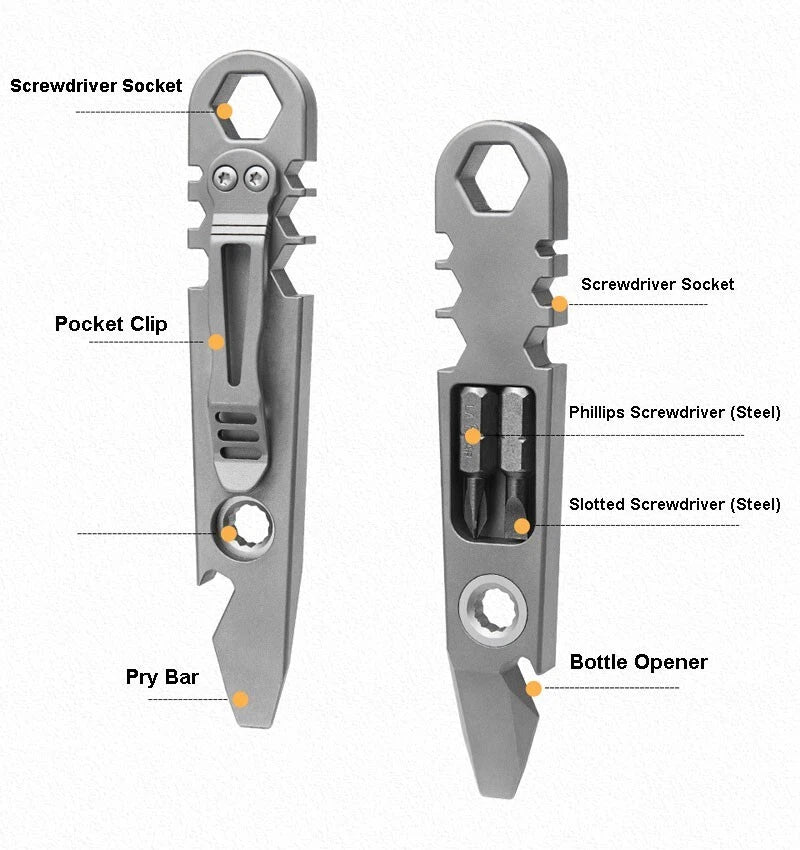 Titanium Alloy Pocket Pry Bar Ratchet Wheel Crowbar Outdoor Multi Tools EDC 07FC0E-D4 - KOEEK
