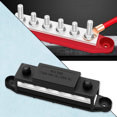 new 250A 12V Bus Bar Marine, Power Distribution Block, Battery Black, Red 07FC0E-D4 - KOEEK