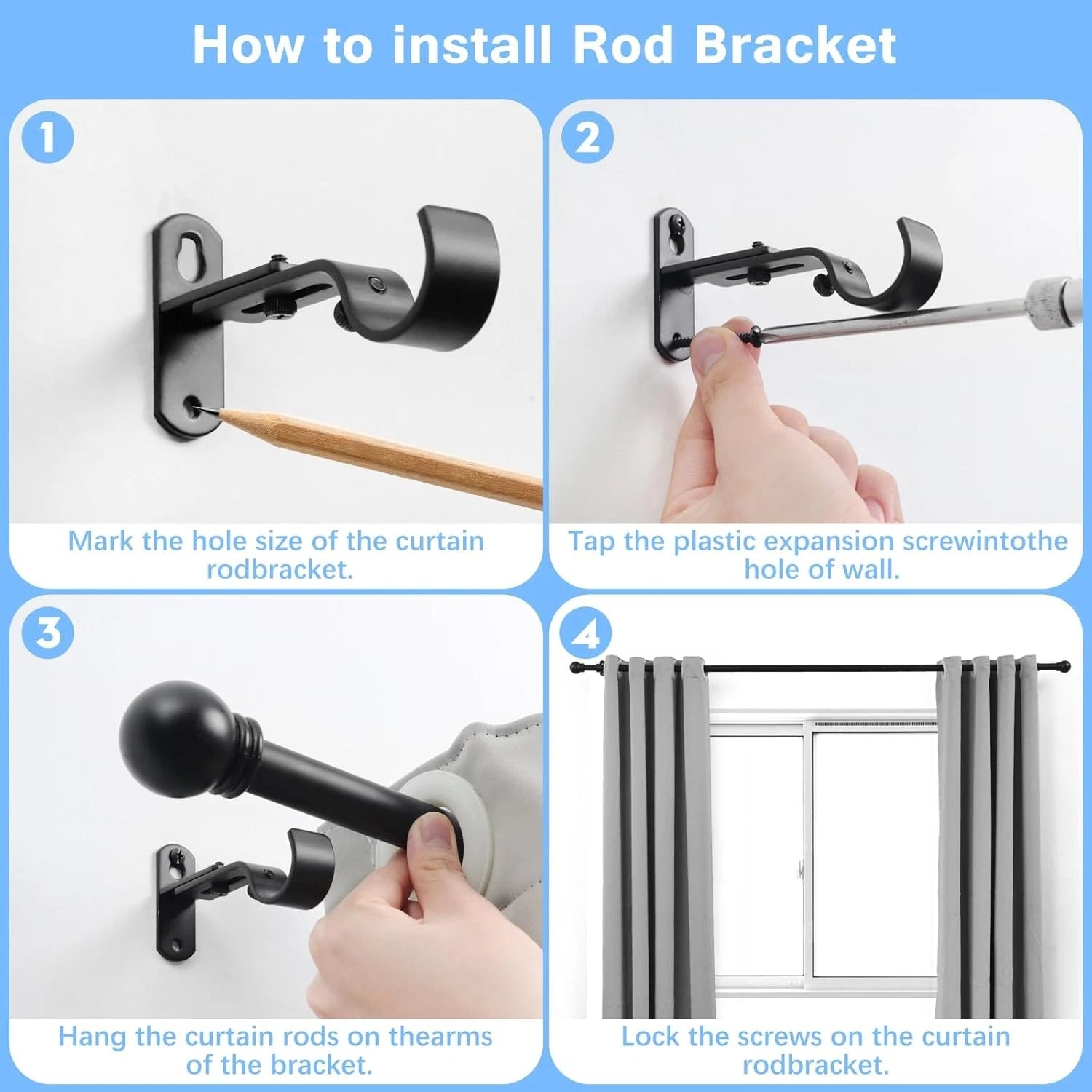 The maximum adjustable length of the curtain rod is 60 inches. 07FC0E-D4 - KOEEK