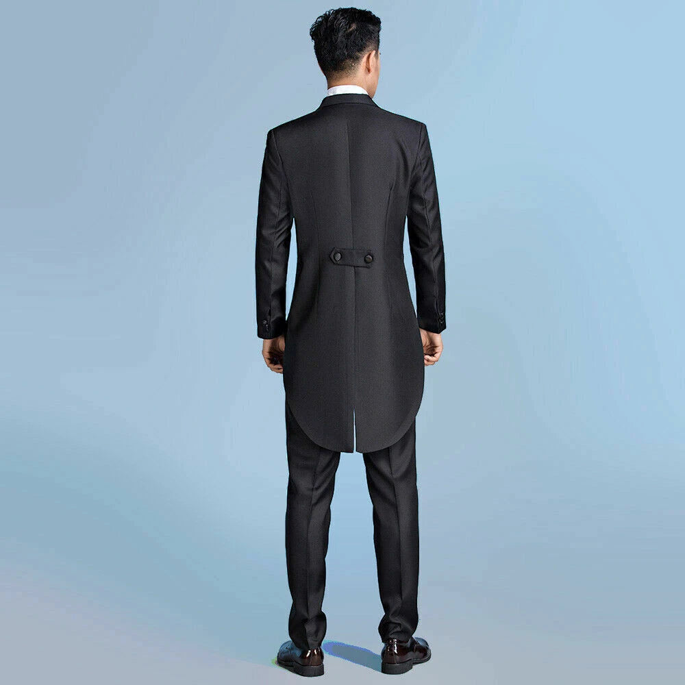 Tuxedo Morning Tailcoat Men Jacket Pants Suit Outfit Evening Tails Frock Coat 07FC0E-D4 - KOEEK
