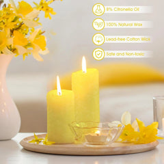 Large Lemongrass Candle, Lemongrass Scented Pillar Candle (2 inches x 4 inches) 07FC0E-D4 - KOEEK