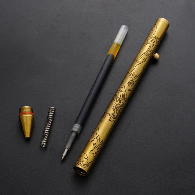 Hot Solid Brass Ball Pen Office Signature Pen Students Stationery Outdoor Tool 07FC0E-D4 - KOEEK