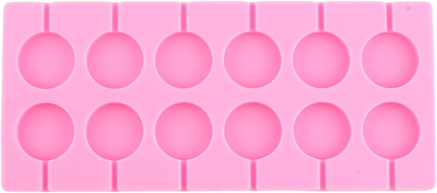 new 12-Capacity Round Silicone Lollipop Hard Candy Molds Pink 07FC0E-D4 - KOEEK