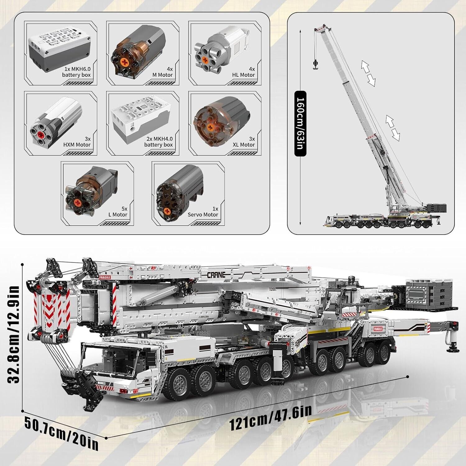 new Mould King 17007 Liebherr LTM 11200 Crane Truck Vehicle Building Block RC Toy MOULD KING - KOEEK