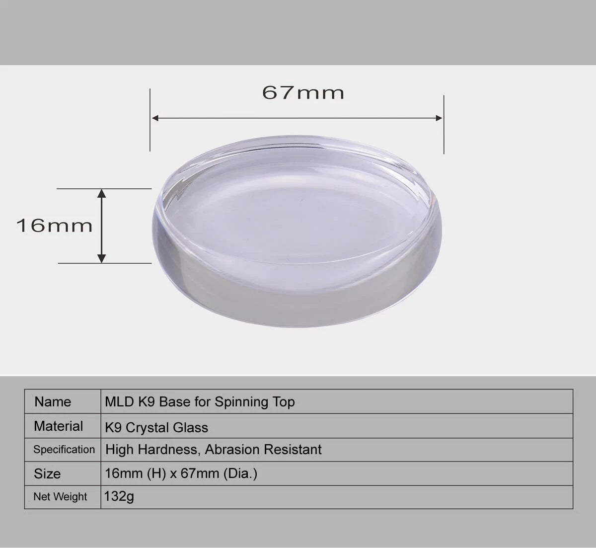 Professional K9 Cristal Glass Base for Spinning Top Precise Made mini size 2.6’ 07FC0E-D4 - KOEEK