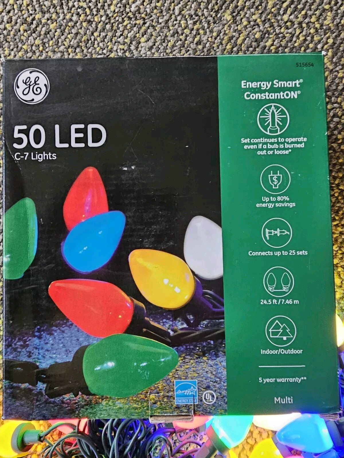 3 Boxes GE Energy Smart 50 LED C7 Christmas String Lights - Multicolor GE - KOEEK