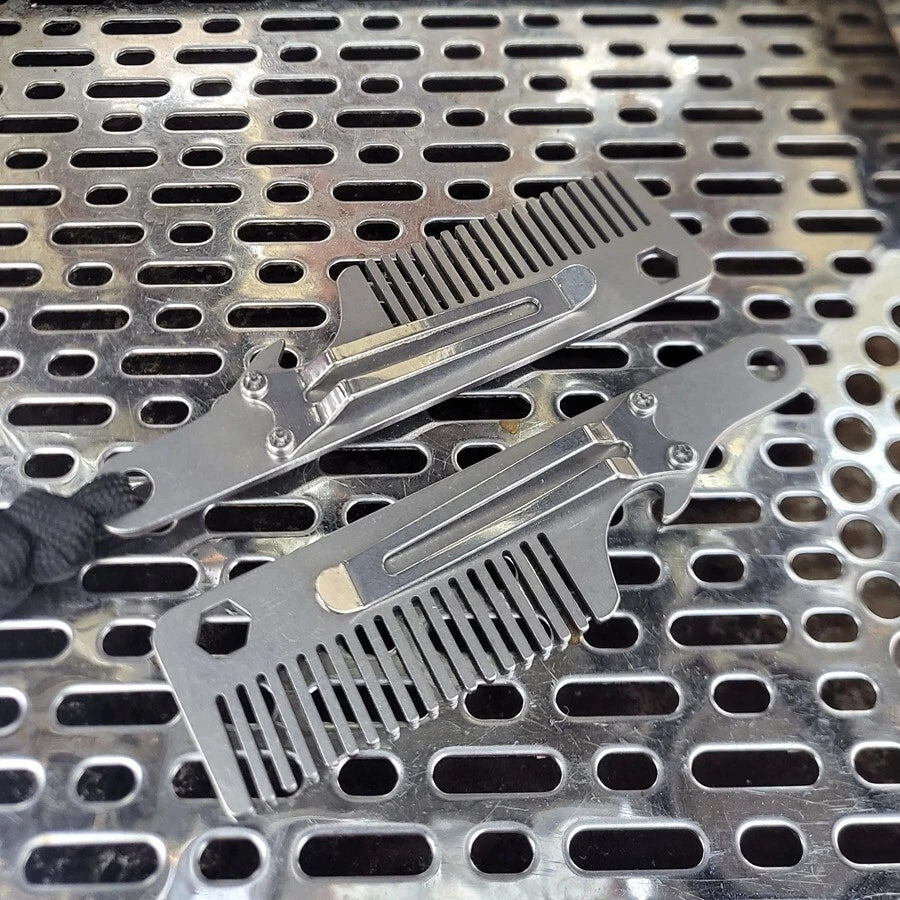 EDC Titanium Alloy Multifunction Tool Men Comb Hair And Beard Pocket Tools Gift 07FC0E-D4 - KOEEK