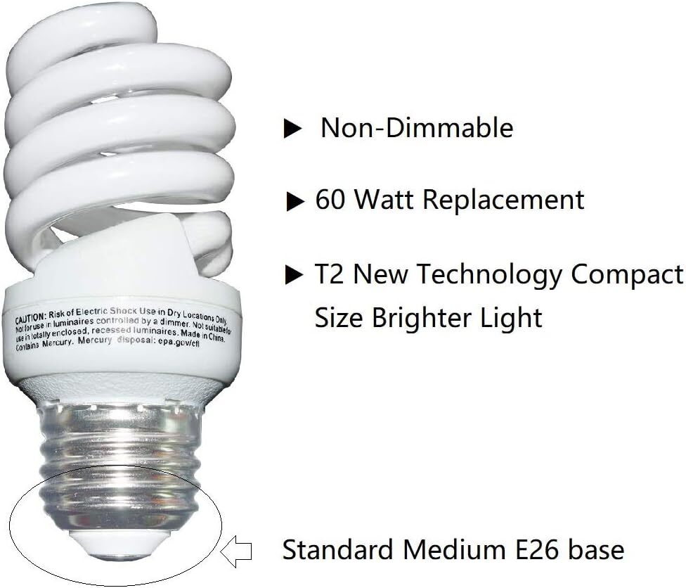new 13 Watt CFL Light Bulb (60 Watt) Soft White 2 Count (Pack of 1),