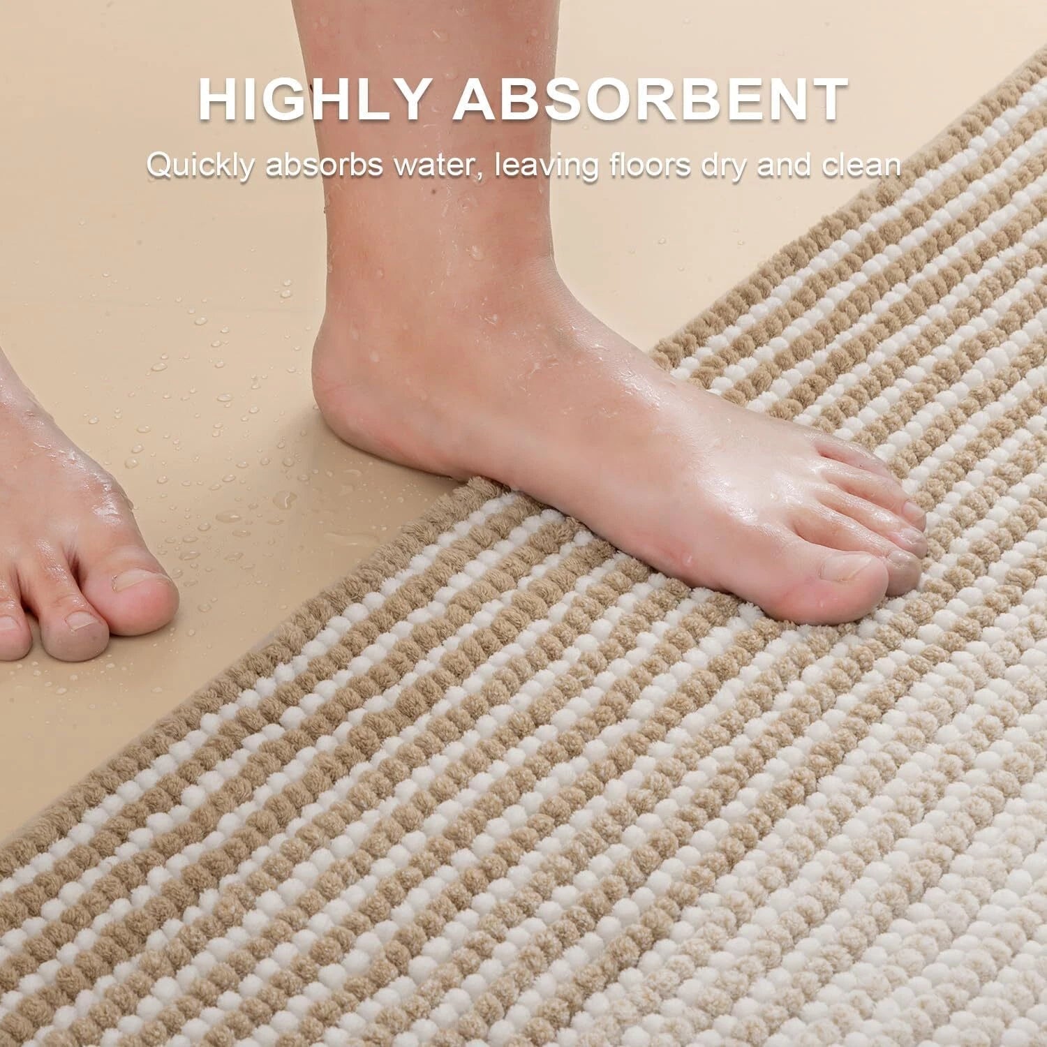 Rugs and Mats Sets, 2 Piece Thick Absorbent Chenille, Non Slip, Soft Shaggy 07FC0E-D4 - KOEEK