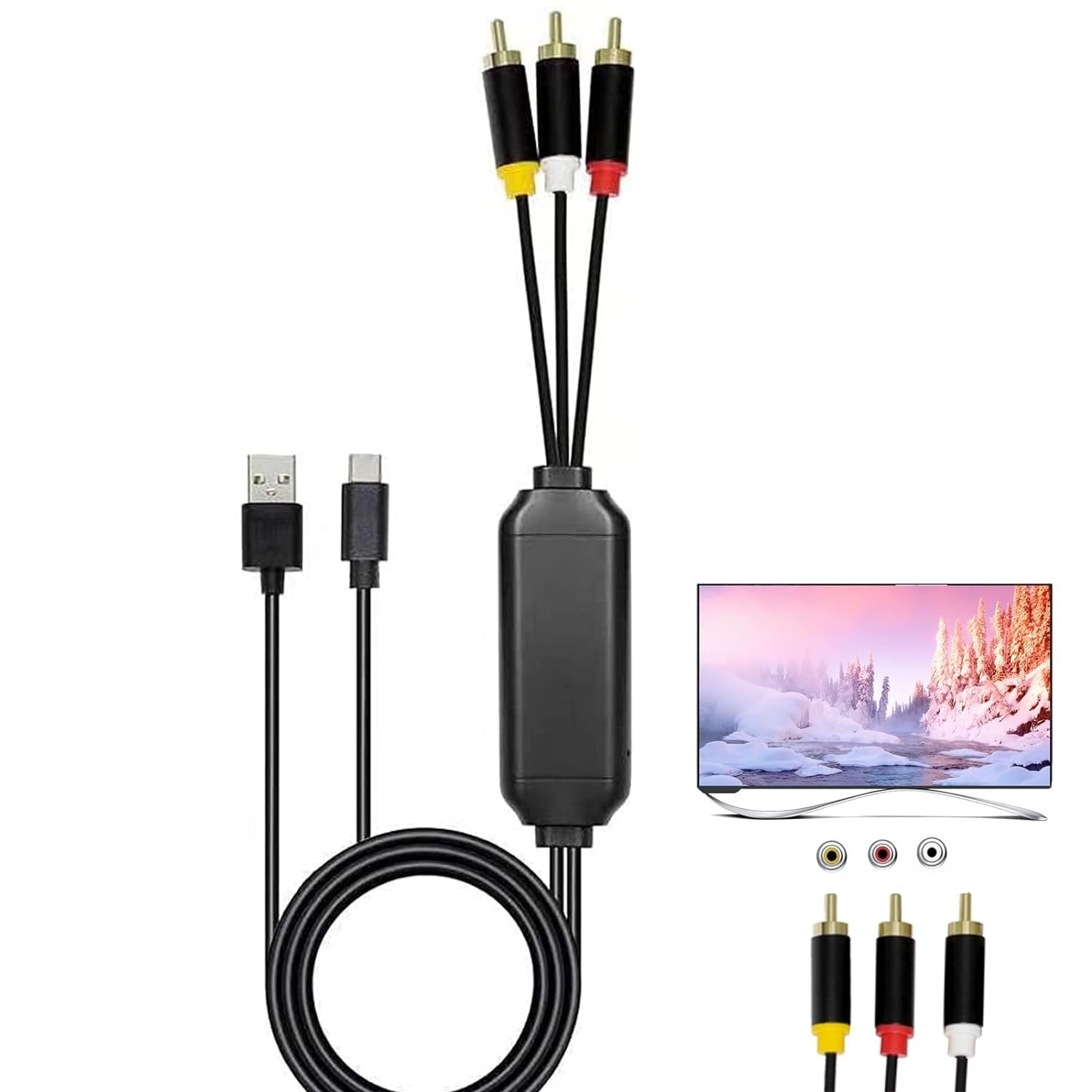 new USB C to RCA Cable Adapter, 6Ft Type-C with usb c rca 07FC0E-D4 - KOEEK