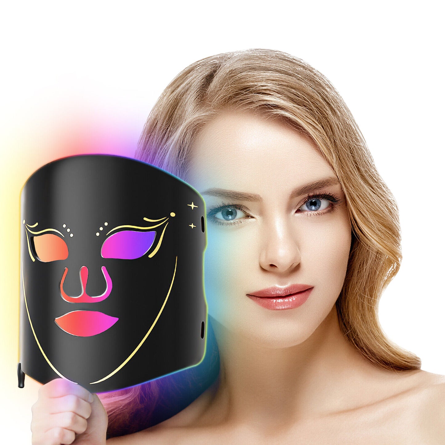 ny 7Colors Face LED Mask Red Light Therapy Lysterapimaske for ansiktshudpleie