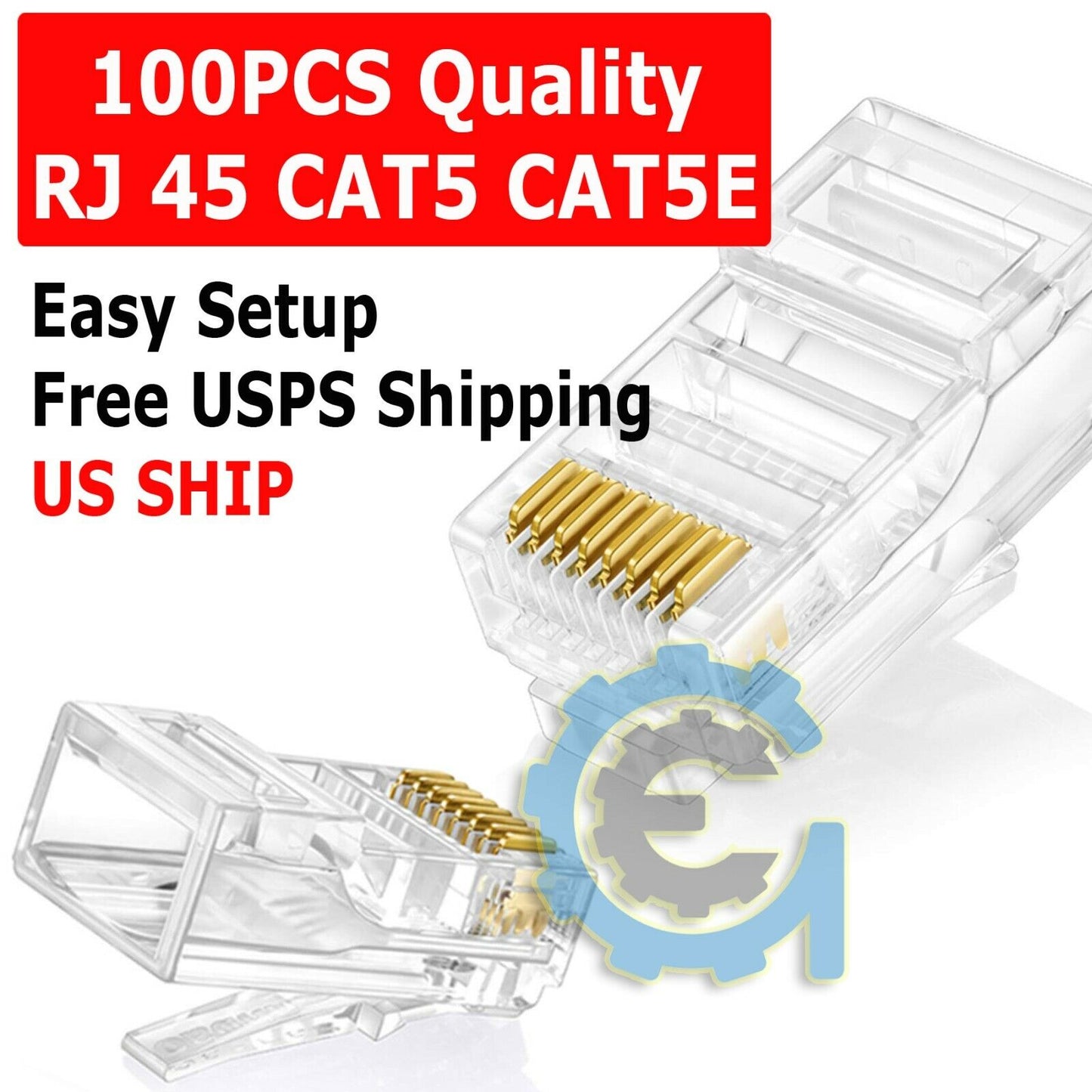 100 pcs RJ45 Modular Plug CAT5 CAT5E 8P8C Network Cable LAN Connector End Plug