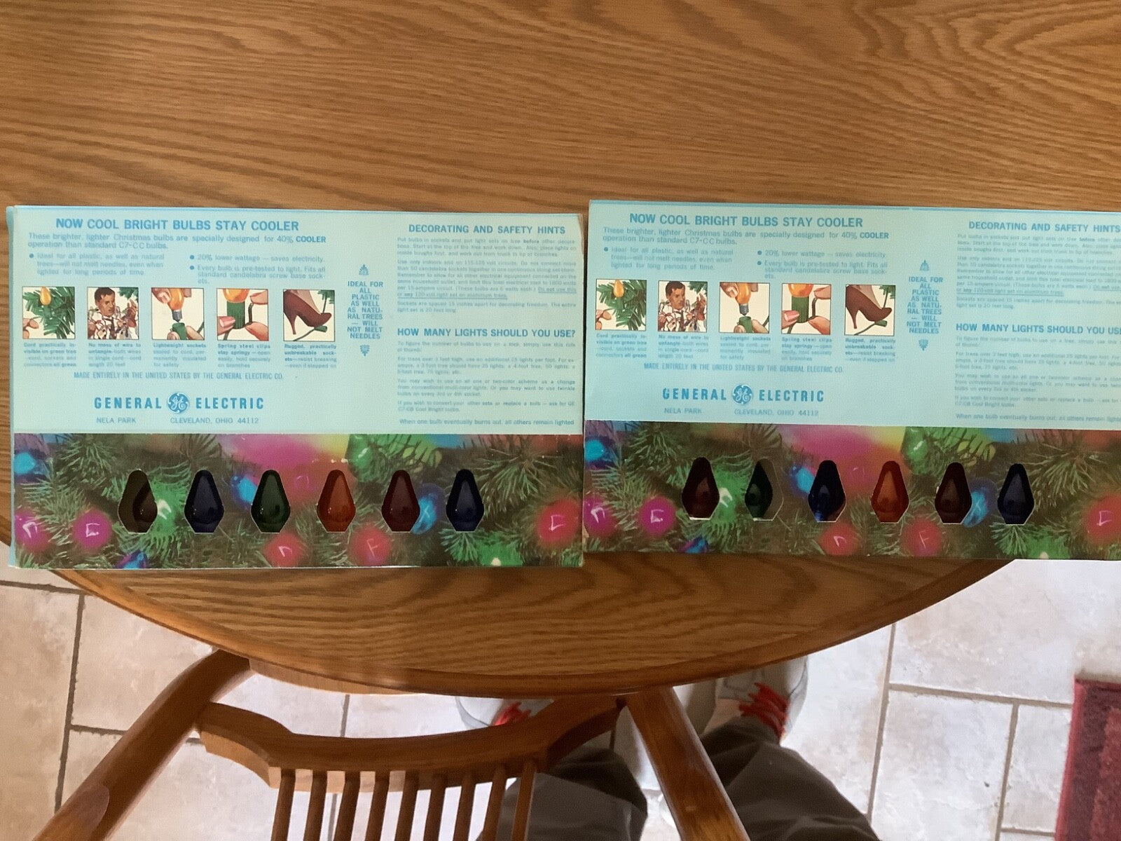 3 Vintage GE 15 Cool Bright Light Set Christmas Bulbs C7 General Electric GE - KOEEK
