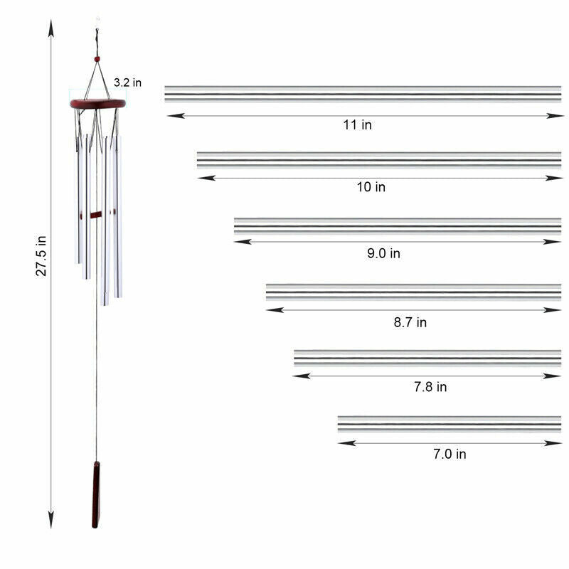 ny 31 tommer metal 6 rør Windchime Kapelklokker Vindklokker Udendørs Have Indretning af hjemmet