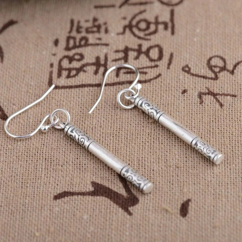 Ruyi Golden Staff Fashion Earrings Cloud Pattern Vintage Distressed Earrings 07FC0E-D4 - KOEEK