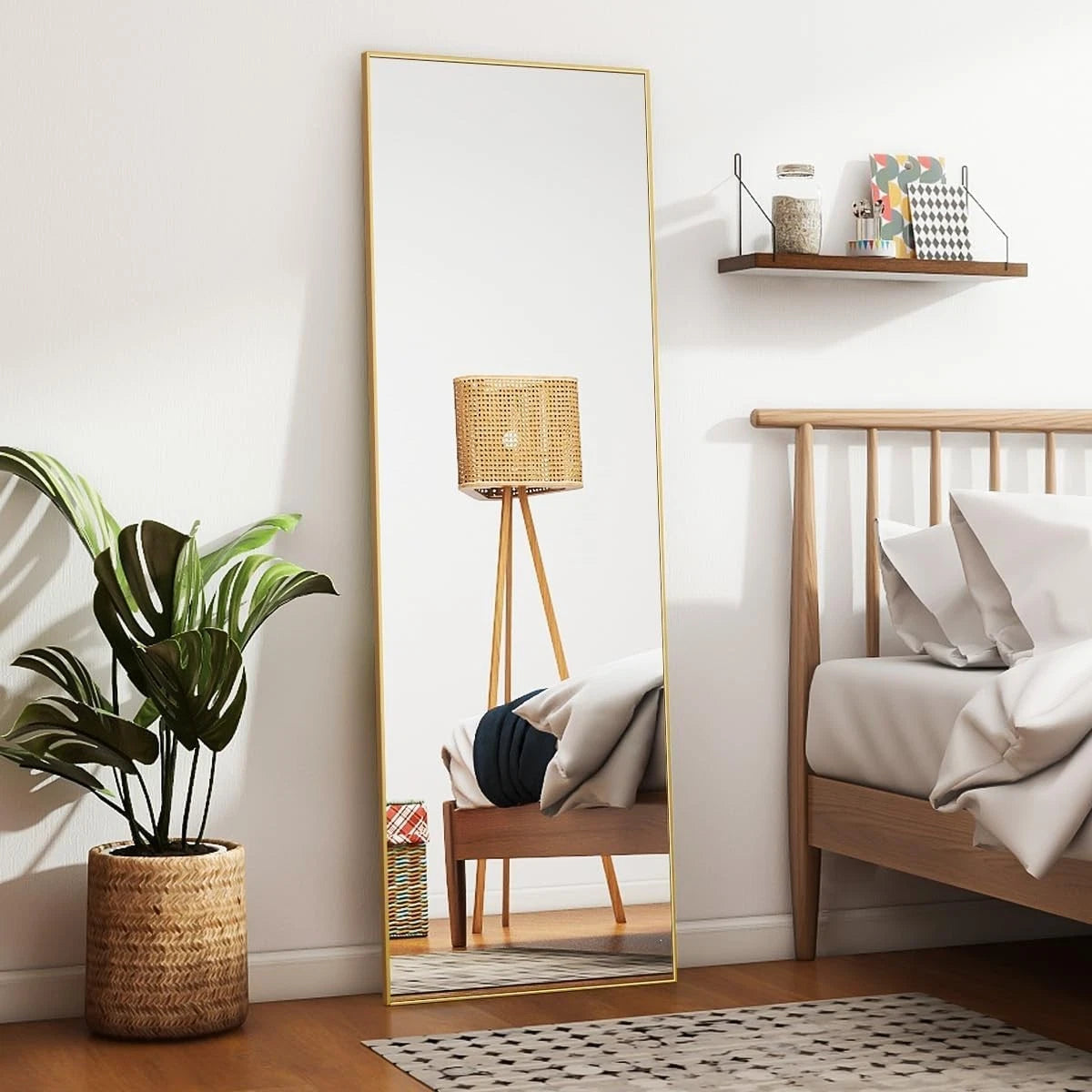 21"x56" Floor Mirror Full Length, Bedroom Floor Body Mirror, Large Gold Mirror 07FC0E-D4 - KOEEK