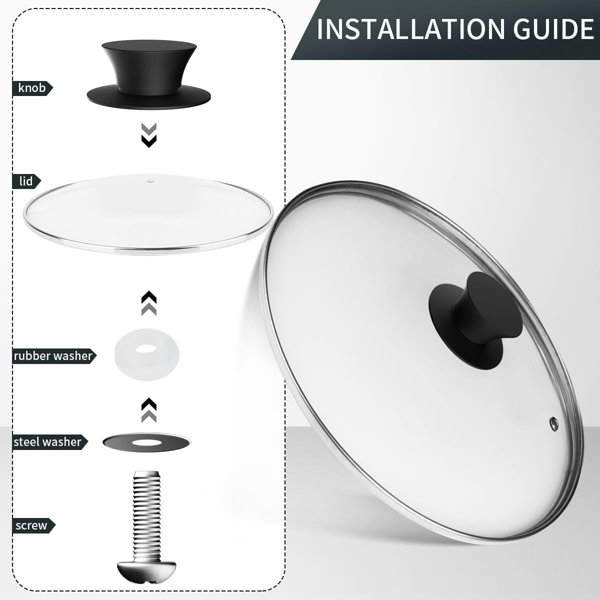 new 2 Pack Universal Silicone Pot Lid Replacement Knob, Heat Resistant Pan black 07FC0E-D4 - KOEEK