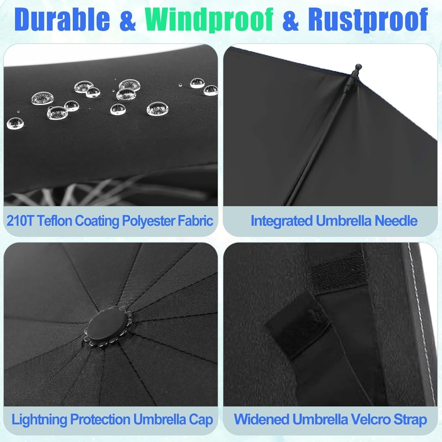 new GAOYAING 46 Inch Large Automatic Travel Umbrella, 12 Ribs Windproof Black GAOYAING - KOEEK