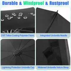 new GAOYAING 46 Inch Large Automatic Travel Umbrella, 12 Ribs Windproof Black GAOYAING - KOEEK