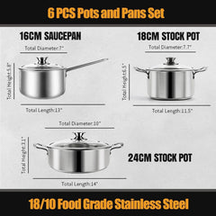 Stainless Steel CookwareSet,6 Piece Nonstick Kitchen Induction Cookware,Nonstick 07FC0E-D4 - KOEEK