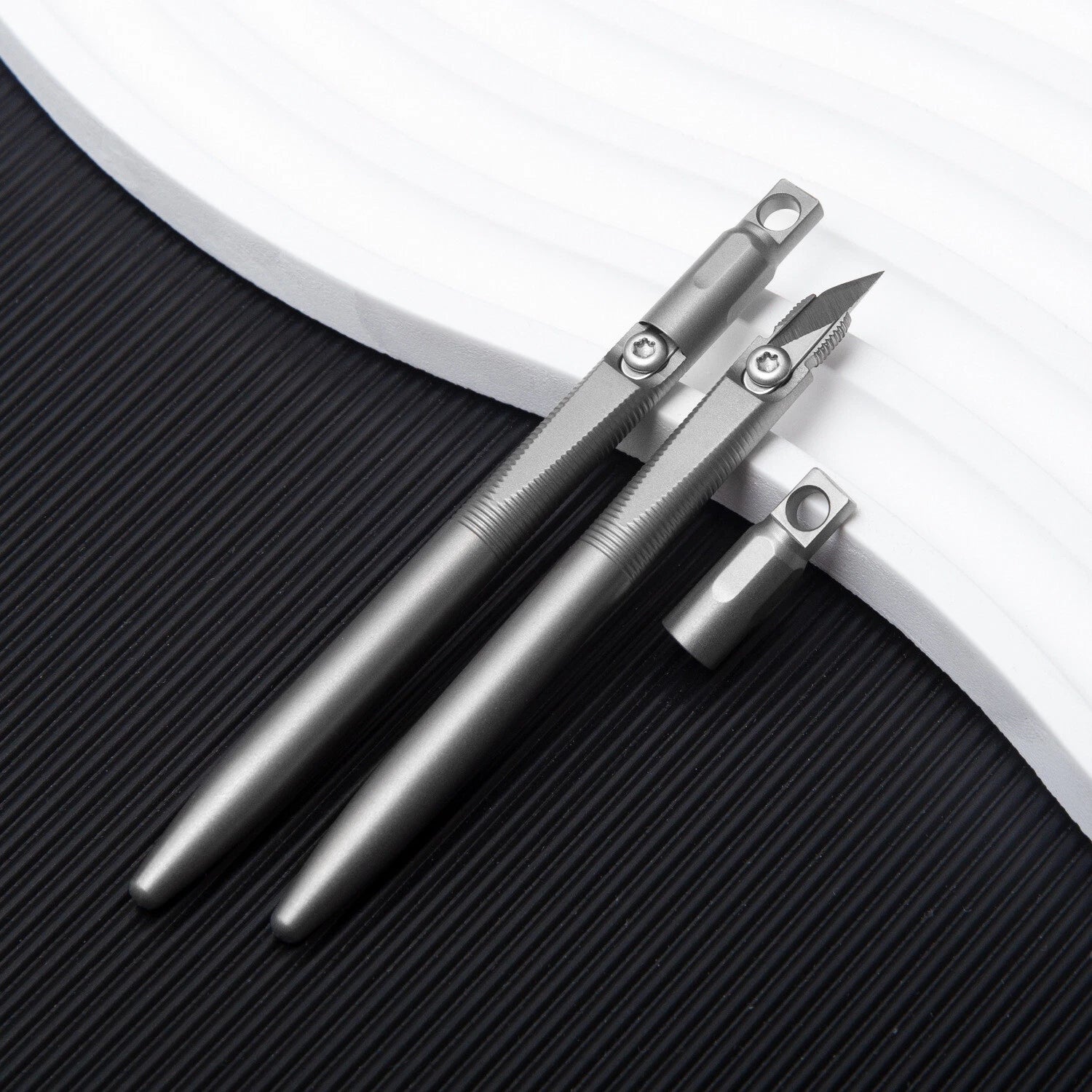 Mini Titanium Alloy Utility Pen Knife Keychain Portable EDC Blade Replaceable 07FC0E-D4 - KOEEK