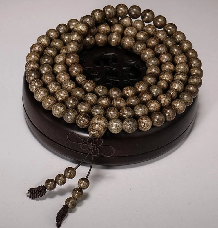 Natural Vietnam Agarwood Prayer 108 Beads Bless Bracelet Man Woman Accessories 07FC0E-D4 - KOEEK