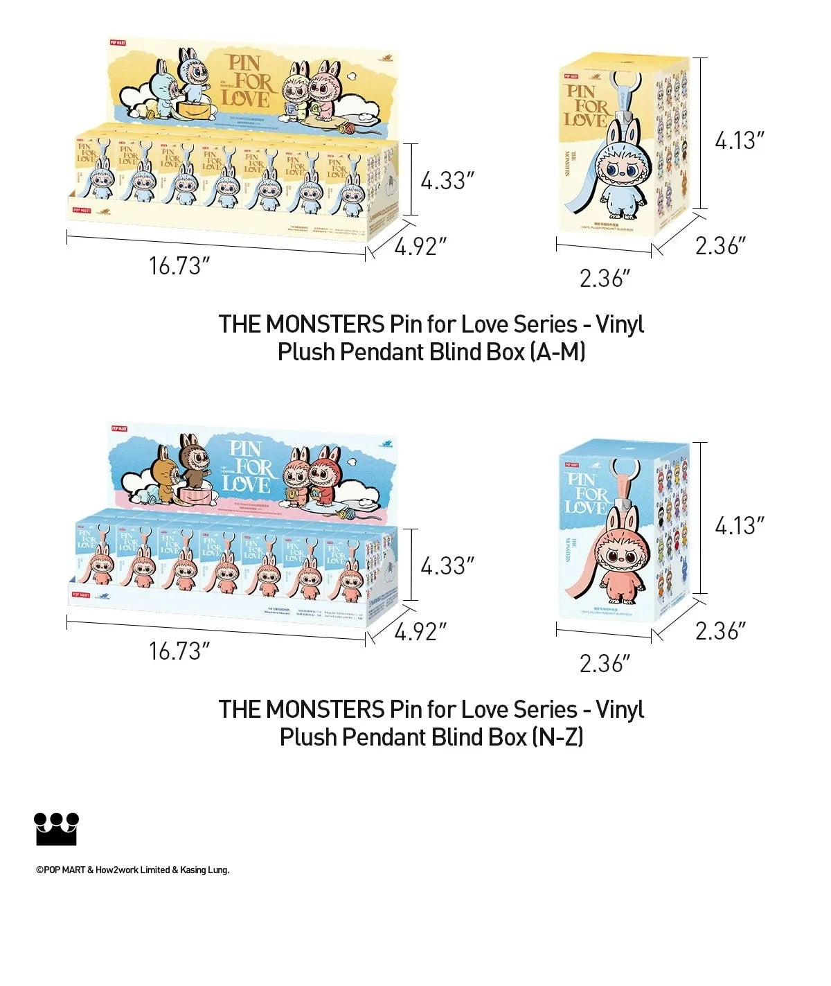 The Monsters Pin For Love Series-Vinyl Plush Pendant Blind Box (A-M) Hot Cute 07FC0E-D4 - KOEEK
