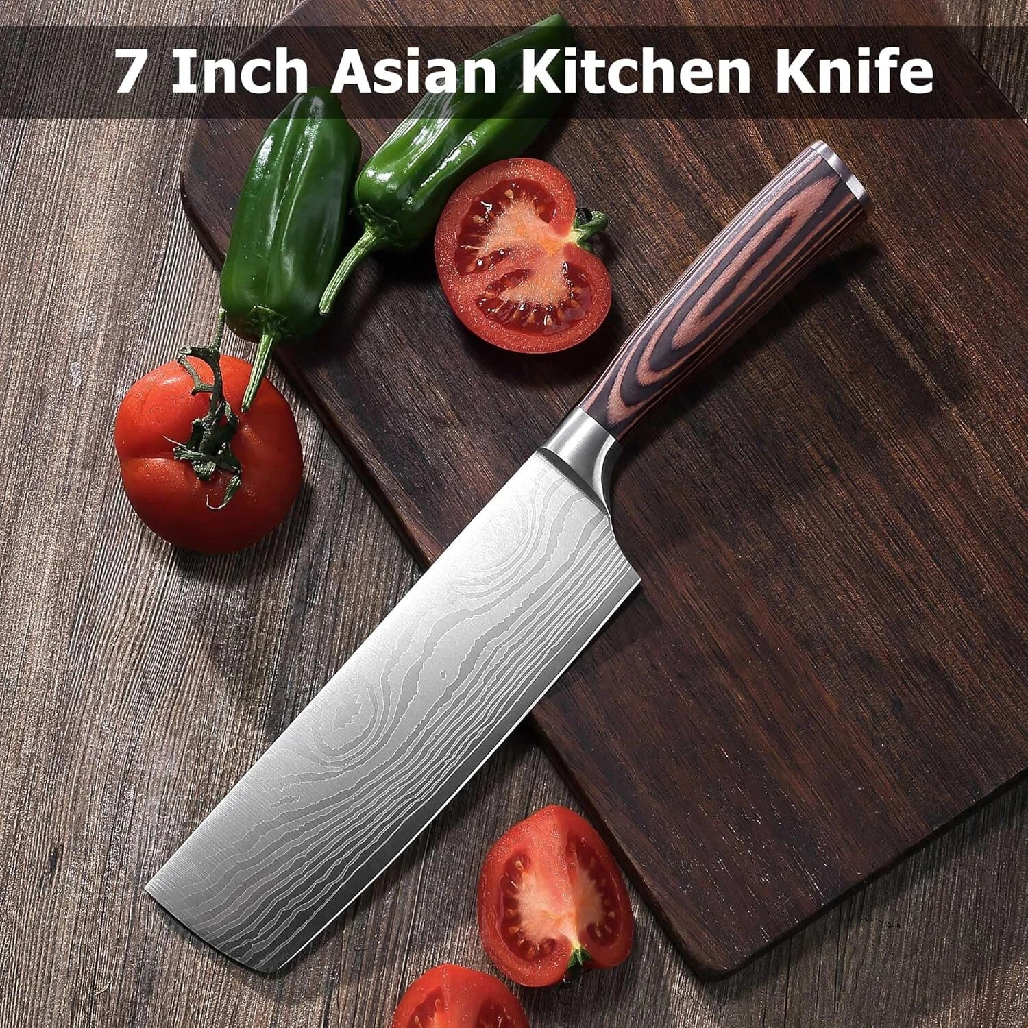 7” Sharp meat cleaver and vegetable kitchen knife, high carbon stainless steel 07FC0E-D4 - KOEEK