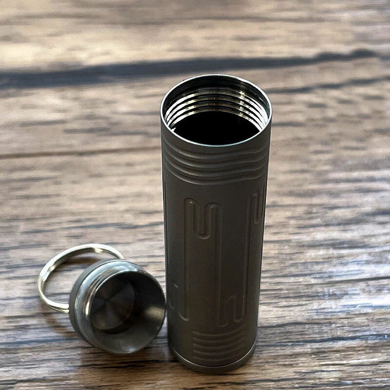 Hot Outdoor EDC TC4 Titanium Keychain Waterproof Box Sealed Medicine Bottle 07FC0E-D4 - KOEEK
