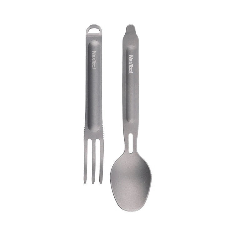 EDC 1 Set Creative Titanium Tableware  Portable Spoon + Fork  Home Kitchen Tool 07FC0E-D4 - KOEEK