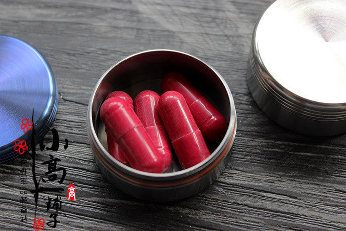 Titanium Round Waterproof Mini Pill Box Case Travel Medicine Container EDC Box 07FC0E-D4 - KOEEK