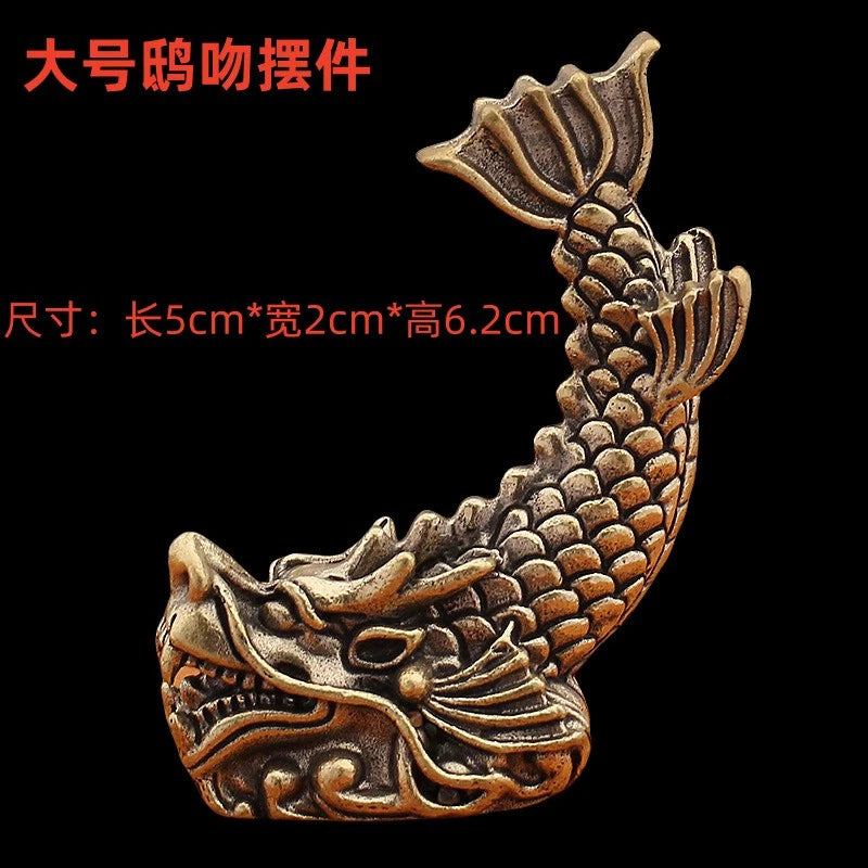 1Pc Retro Brass Dragon Nine Son Tail Tea Set Ornament Tea Pet Decoration 07FC0E-D4 - KOEEK