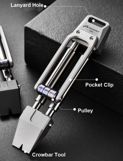 TC4 Titanium Alloy Pocket Multitool Crowbar Portable Outdoor EDC Pry Bar Tool 07FC0E-D4 - KOEEK