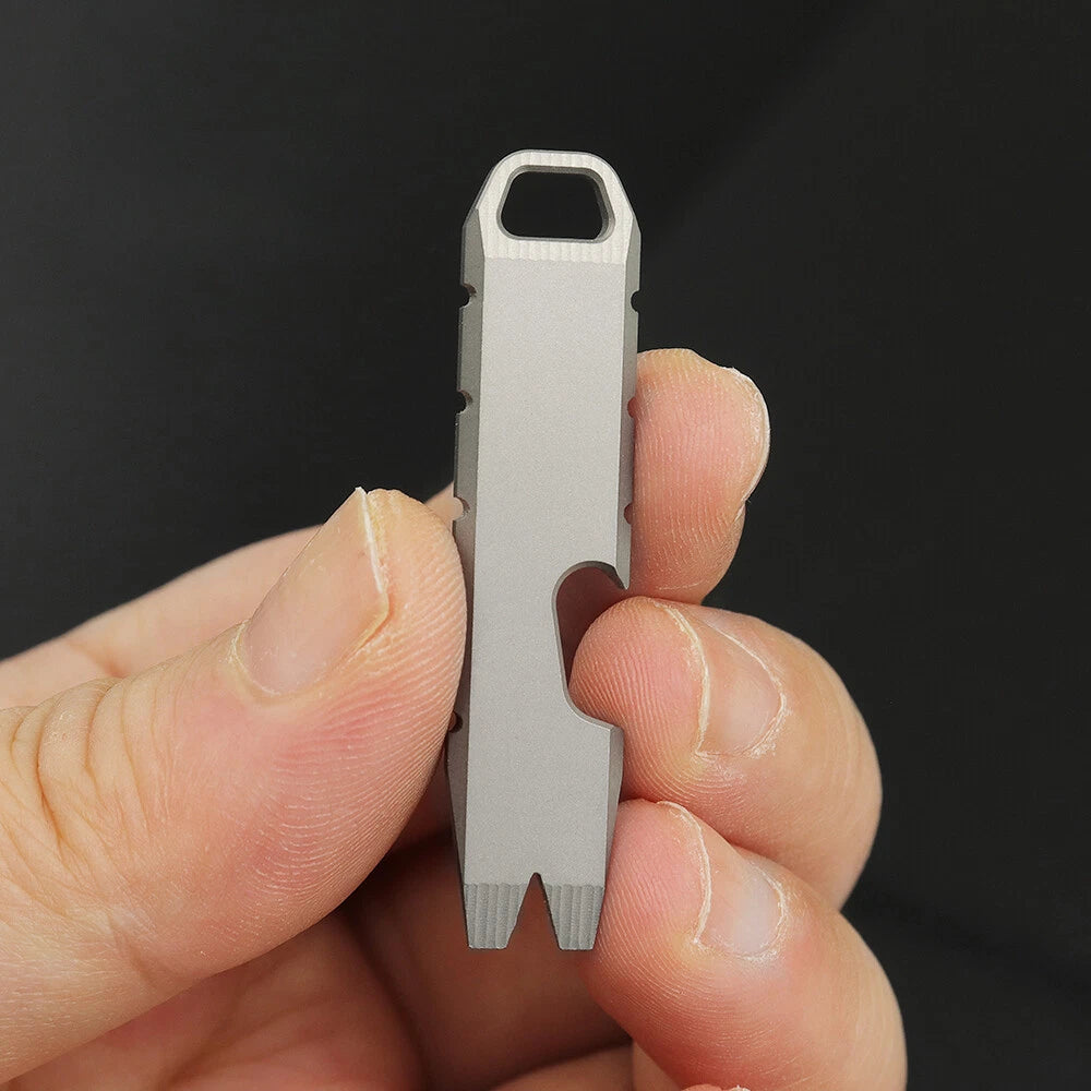 EDC Mini Titanium Alloy Keychain Multi Tool Pocket Pry Bar Crowbar Opener Cutter 07FC0E-D4 - KOEEK