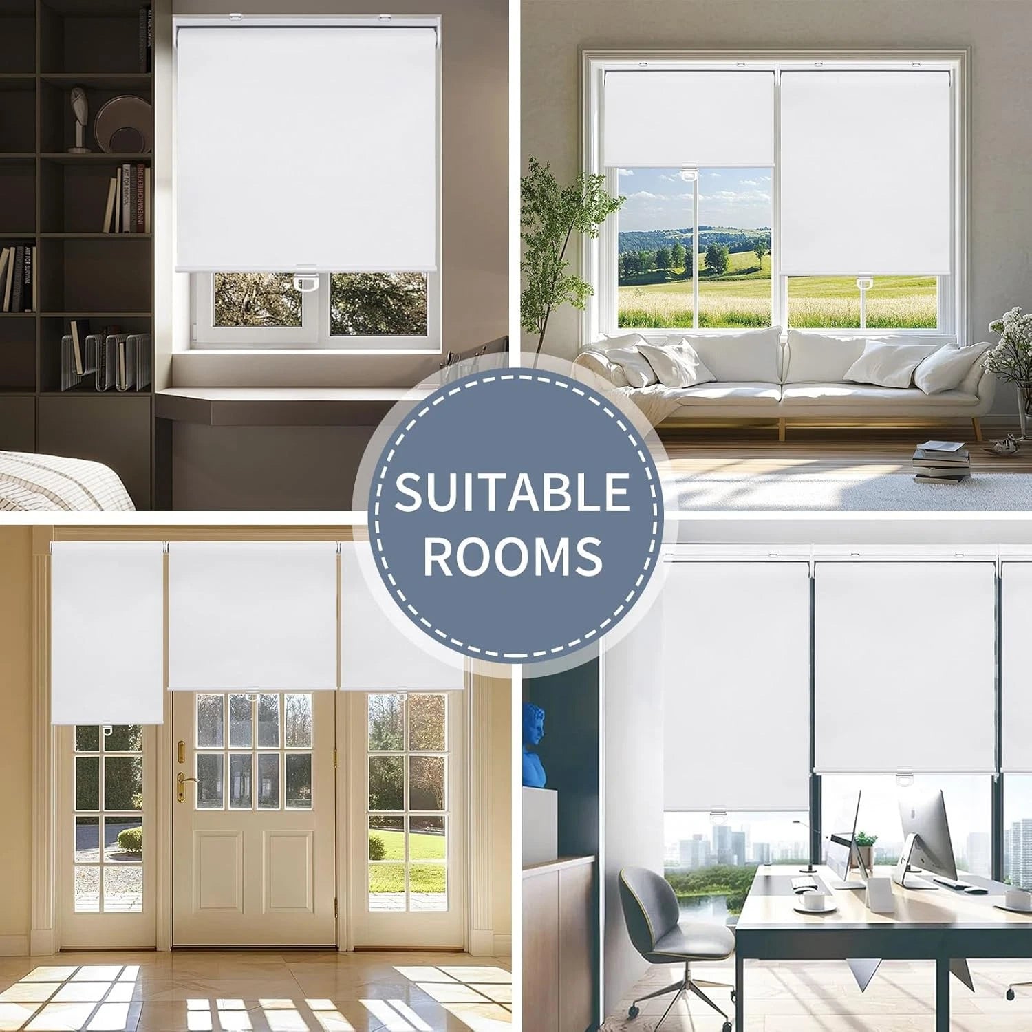 Wireless blackout roller blinds, cord spring system indoor blinds 07FC0E-D4 - KOEEK