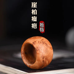 Liangshan Thuja Burl Thumb Ring Band Unisex Handheld Worry Ring 07FC0E-D4 - KOEEK