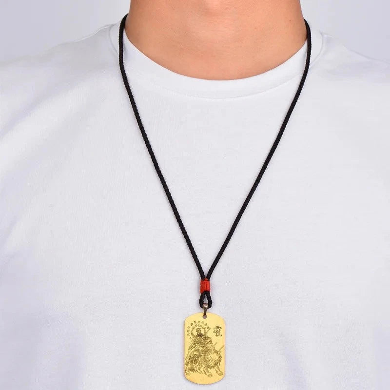 Chinese Jiutian YingYuan Thunder Tianzun Pendant Copper Necklace Taoist Amulet 07FC0E-D4 - KOEEK
