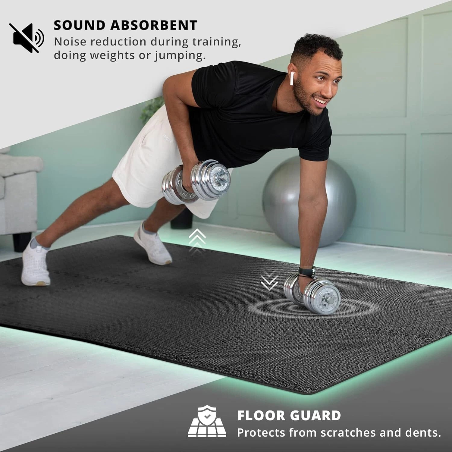 Gym Floor Set - Interlocking EVA Soft Foam Floor Mats, 18 Piece Puzzle Style 07FC0E-D4 - KOEEK