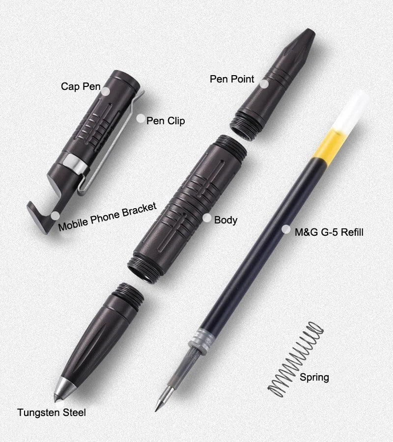 Aluminium Alloy Pocket Ball Pen Signature Tactical EDC Pen Mobile Phone Seat 07FC0E-D4 - KOEEK