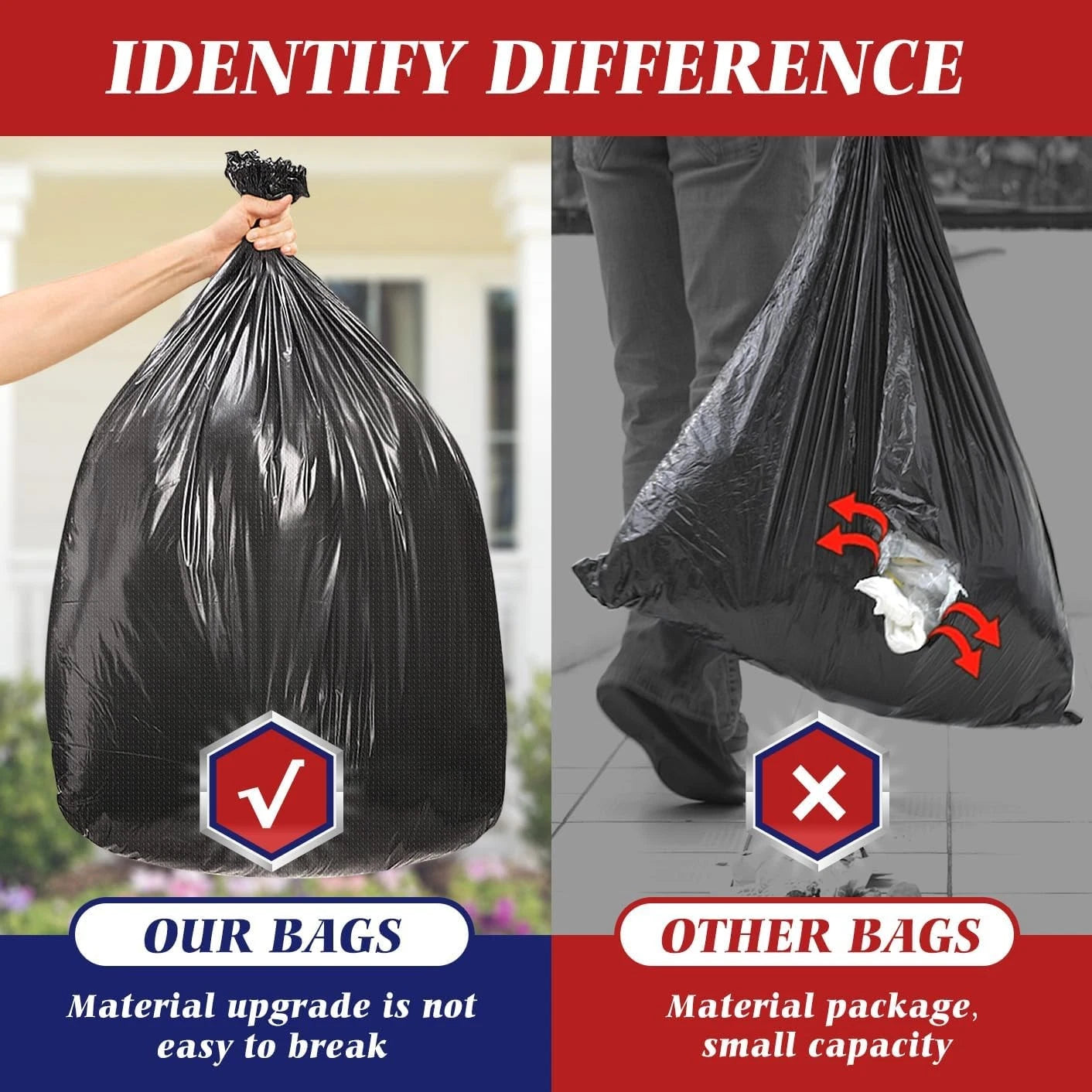 100-pack large garbage bags (with drawstring) durable garbage bags 07FC0E-D4 - KOEEK