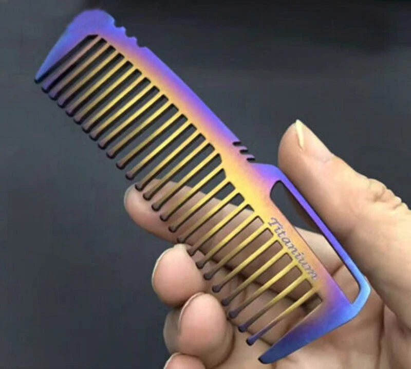 EDC TC4 Titanium Antistatic Comb Unique Fashion Pocket Comb Hair Beard Comb Gift 07FC0E-D4 - KOEEK